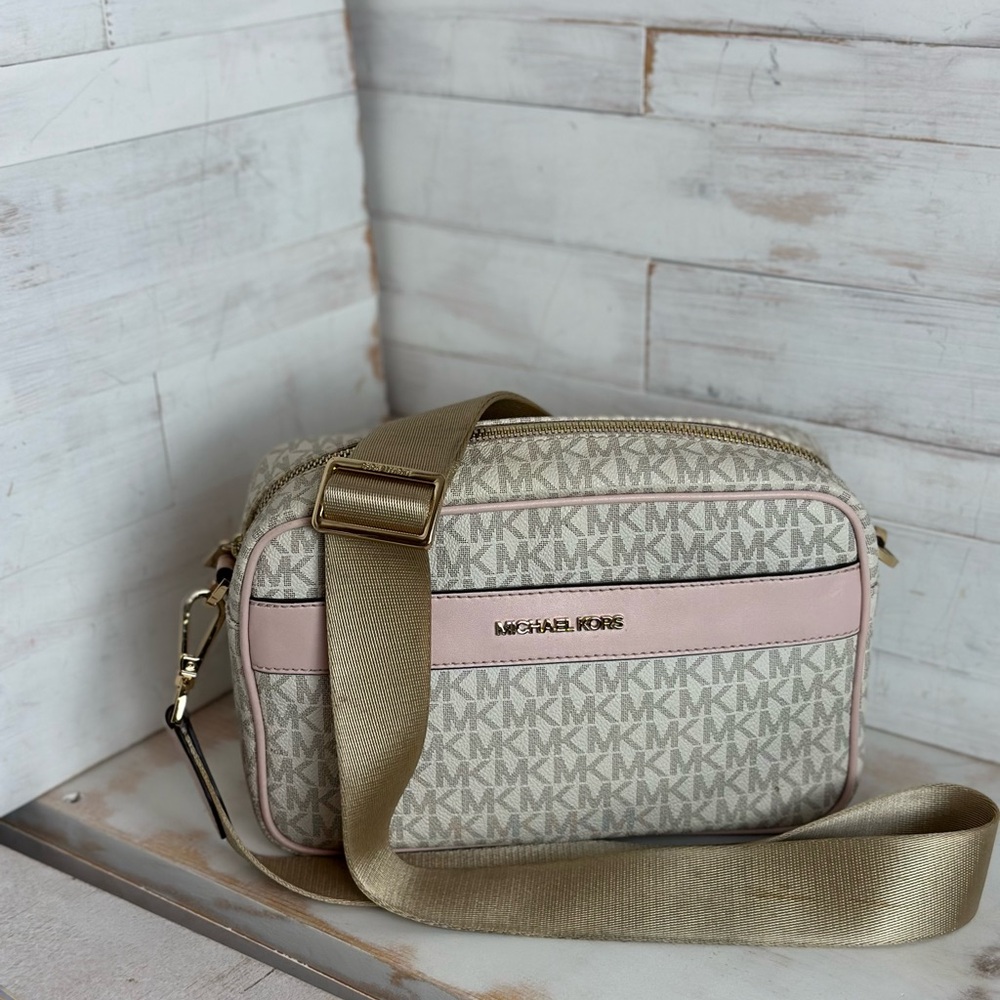 Michael Kors Kenly Crossbody Bag with Guitar Strap in Powder Blush